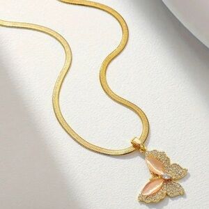 Butterfly Pendant Gold Necklace